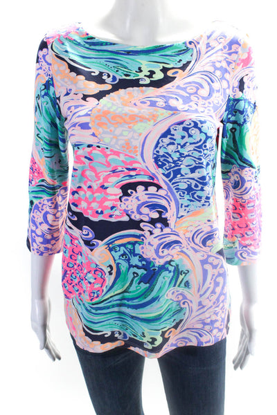 Lilly Pulitzer Women's Round Neck Long Sleeves Multicolor Blouse Size S