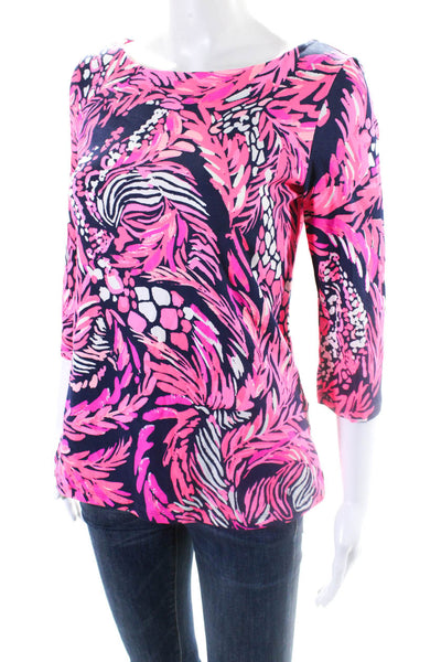 Lilly Pulitzer Women's Round Neck 3/4 Sleeves Multicolor Blouse Size XS