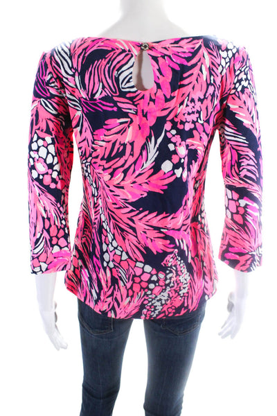 Lilly Pulitzer Women's Round Neck 3/4 Sleeves Multicolor Blouse Size XS