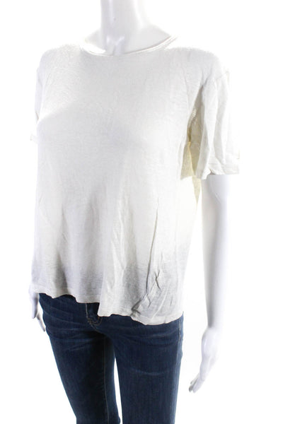 T Alexander Wang Womens Linen Short Sleeve Basic T shirt White Size Small