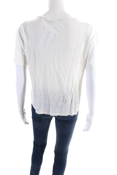 T Alexander Wang Womens Linen Short Sleeve Basic T shirt White Size Small