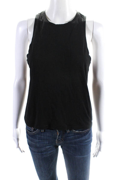 Frame Womens Organic Pima Cotton Round Neck Pullover Tank Top Black Size S