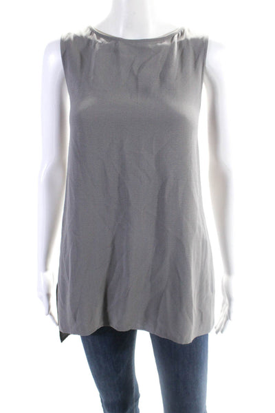 Eileen Fisher Womens Silk Round Neck Pullover Tank Top Blouse Gray Size S