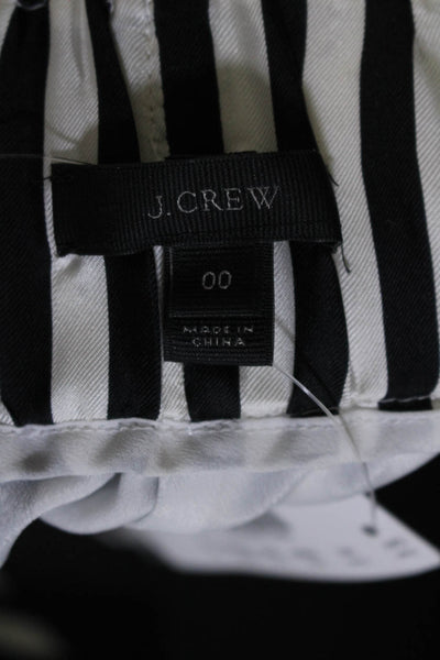 J Crew Womens Striped Tapered Leg Elastic Waist Pants Black White Size 00