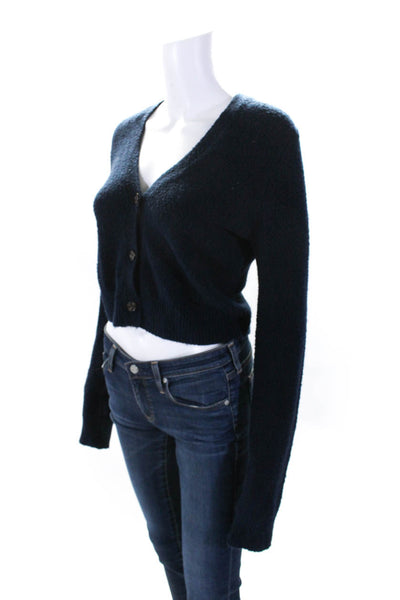 Pistola Womens Cotton V-Neck Buttoned Textured Long Sleeve Cardigan Navy Size M