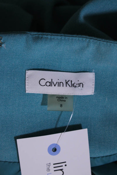 Calvin Klein Women's Sleeveless Pleated Fit Flare Mini Dress Green Size 8