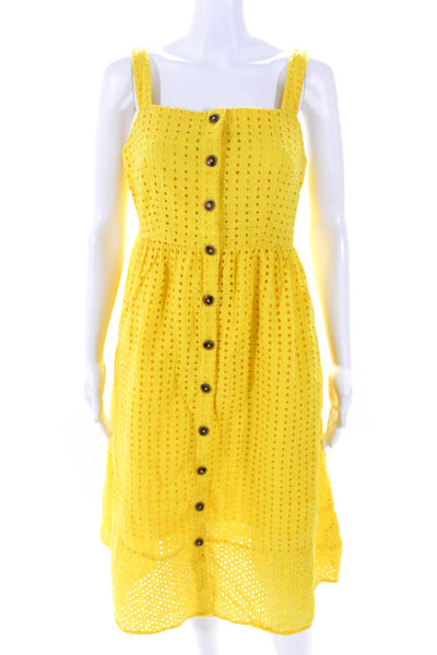 J Crew Womens Cotton Battenberg Lace Geometric Buttoned Maxi Dress Yellow Size 4