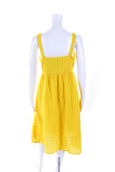 J Crew Womens Cotton Battenberg Lace Geometric Buttoned Maxi Dress Yellow Size 4