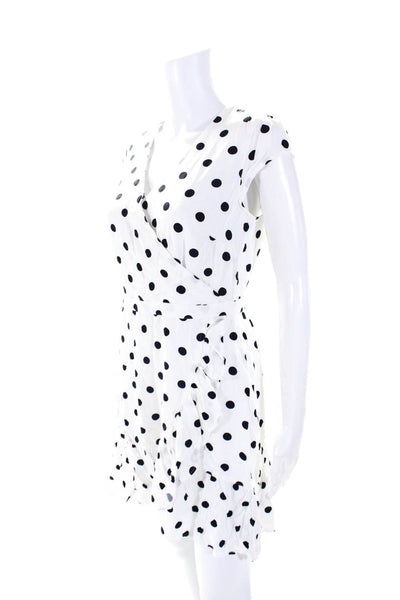 J Crew Womens Polka Dot V-Neck Zippered Sleeveless Short Dress White Size 4