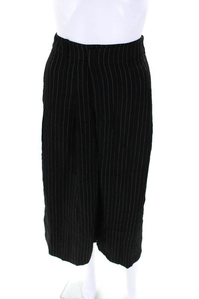 Vince Womens Striped Print Hook & Eye Zip Wide Leg Dress Pants Black Size 4