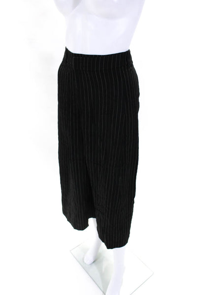 Vince Womens Striped Print Hook & Eye Zip Wide Leg Dress Pants Black Size 4