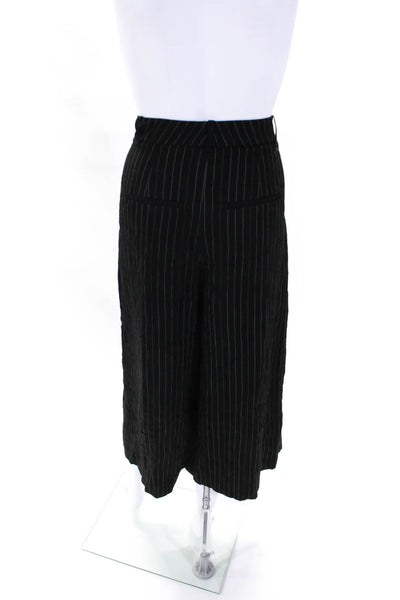 Vince Womens Striped Print Hook & Eye Zip Wide Leg Dress Pants Black Size 4