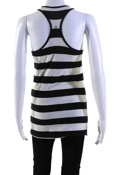 Lululemon Womens Knit Striped Racer Back Athletic Tank Top Black White Size M