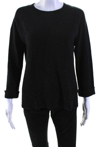 Project Womens Cashmere Knit Crew Neck Long Sleeve Sweater Top Black Size S