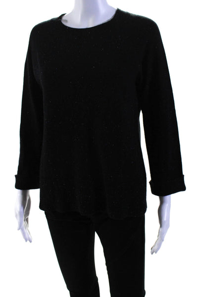 Project Womens Cashmere Knit Crew Neck Long Sleeve Sweater Top Black Size S