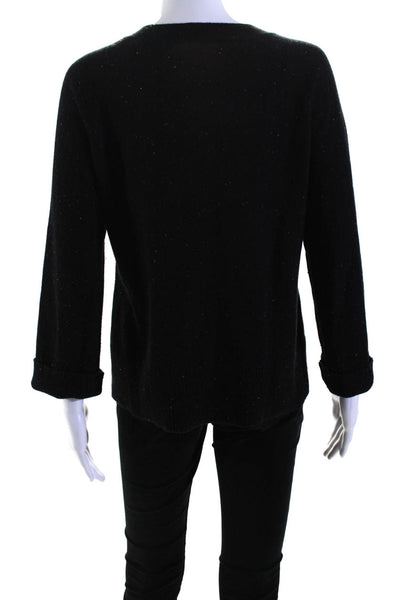 Project Womens Cashmere Knit Crew Neck Long Sleeve Sweater Top Black Size S