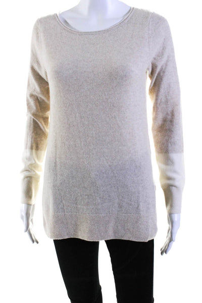 Club Monaco Womens Cashmere Knit Round Neck Long Sleeve Sweater Beige Size S