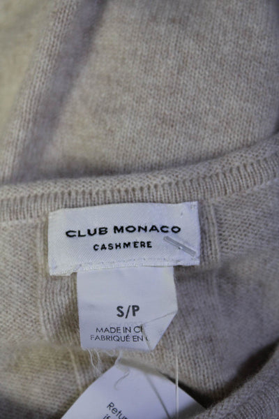 Club Monaco Womens Cashmere Knit Round Neck Long Sleeve Sweater Beige Size S