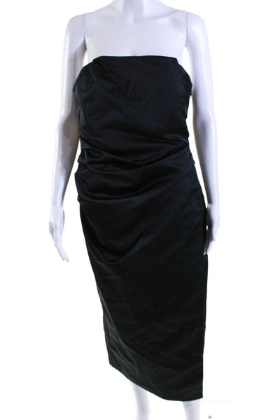 A.L.C. Womens Black Strapless Ruched Detail Gown Dress Size 10