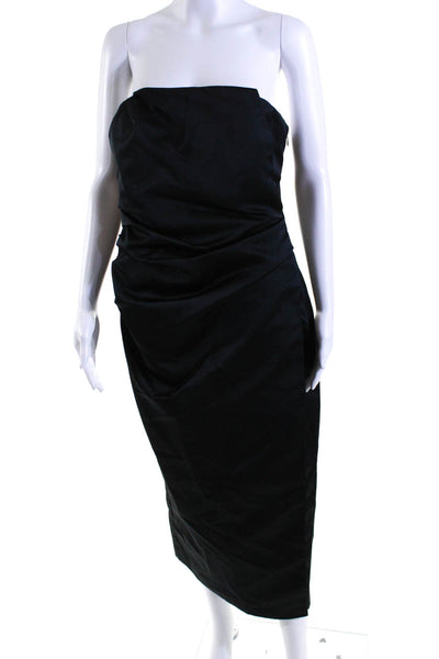 A.L.C. Womens Black Strapless Ruched Detail Gown Dress Size 10