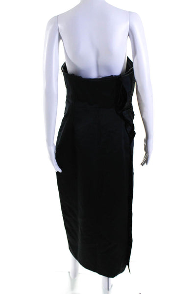 A.L.C. Womens Black Strapless Ruched Detail Gown Dress Size 10