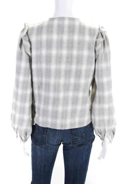 Reformation Jeans Womens Plaid Long Sleeve Button Up Blouse Top Gray Size XS