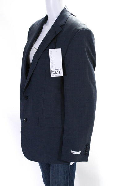 Bar III Mens Two Button Notched Lapel Front Pocket Blazer Blue Size 42R