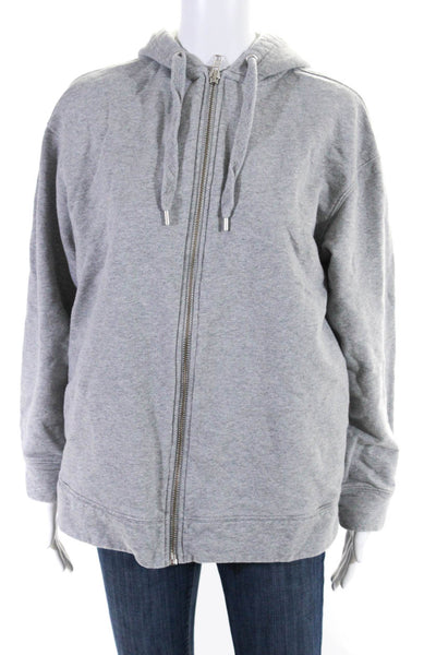 & Other Stories Womens Terry Jersey Hooded Full Zip Jacket Heather Gray Small