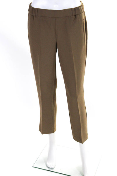 Wilfred Womens Slim Leg Cropped Elastic Waist Mid Rise Pants Brown Size 4