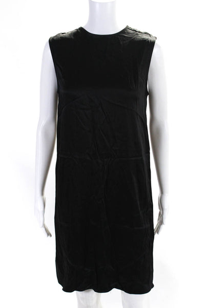 ACNE Studios Womens Sleeveless Crew Neck Satin Sheath Dress Black Size FR 34