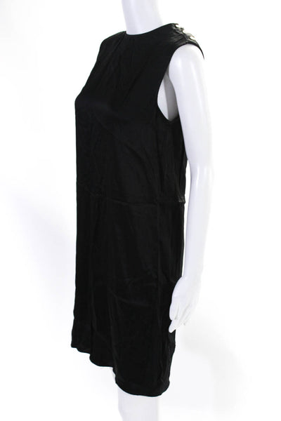 ACNE Studios Womens Sleeveless Crew Neck Satin Sheath Dress Black Size FR 34