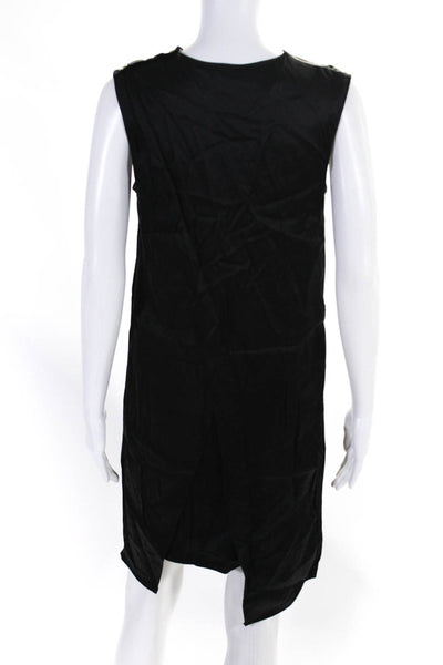 ACNE Studios Womens Sleeveless Crew Neck Satin Sheath Dress Black Size FR 34