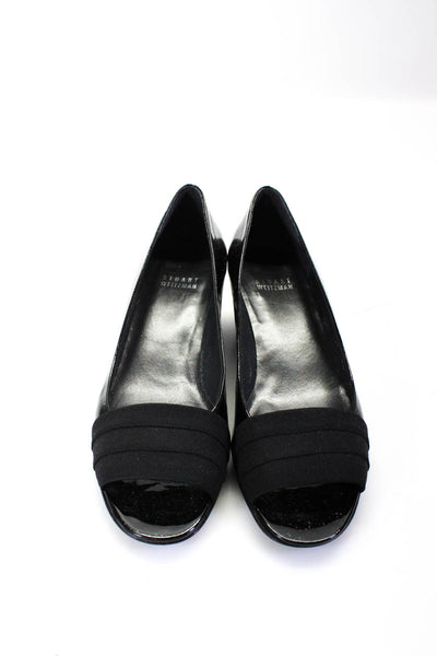 Stuart Weitzman Womens Black Open Toe Block Heels Pumps Shoes Size 8SS