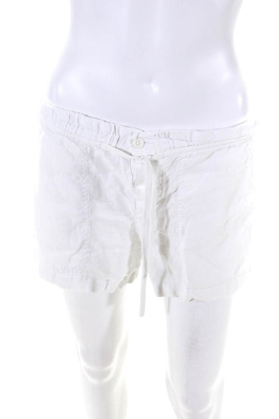 Vince Womens Mid Rise Drawstring Linen Short Shorts White Size Medium