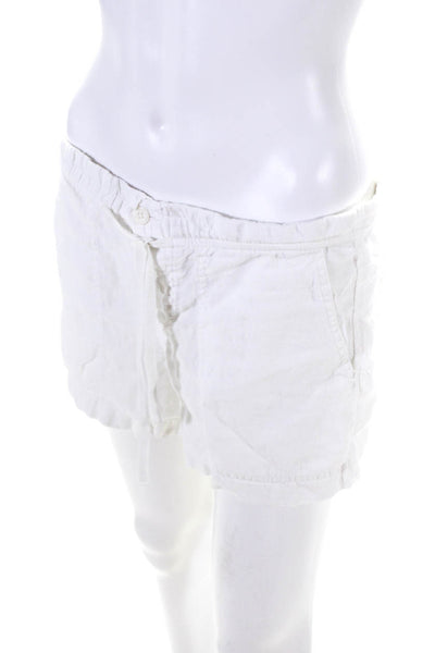 Vince Womens Mid Rise Drawstring Linen Short Shorts White Size Medium