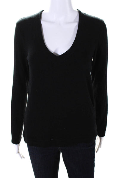 Feel the Piece Terre Jacobs Womens Long Sleeve V Neck Shirt Black Size XS/S