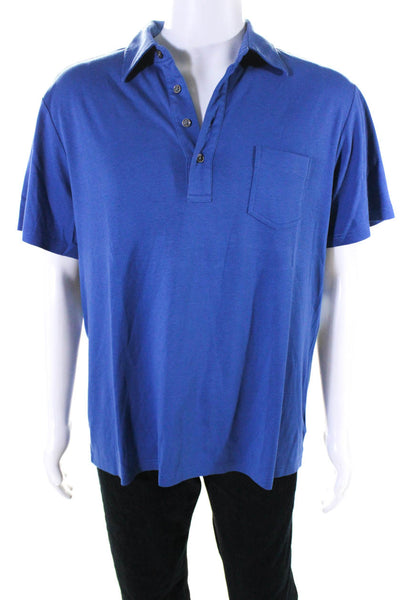 Michael Kors Mens Short Sleeve Collared Pocket Polo Shirt Blue Cotton Size 2XL