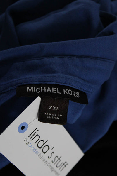 Michael Kors Mens Short Sleeve Collared Pocket Polo Shirt Blue Cotton Size 2XL