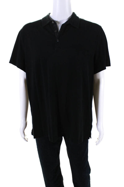 Michael Kors Mens Short Sleeve Collared Polo Shirt Black Cotton Size 2XL