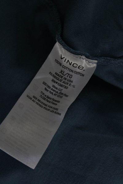 Vince Mens Short Sleeve Collared Boxy Polo Shirt Blue Cotton Size Extra Large