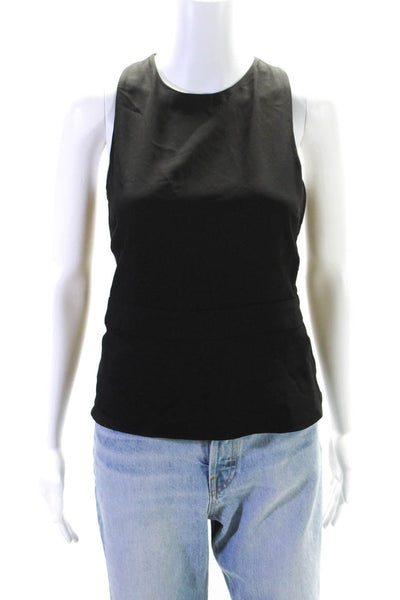 ALC Womens Side Zip Open Back Cross Strap Scoop Neck Top Black Size 2