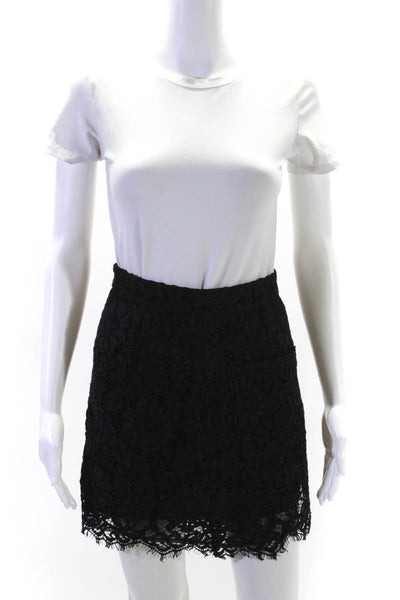 Veronica Beard Womens Back Zip Pocket Front Lace A Line Skirt Black Size 0