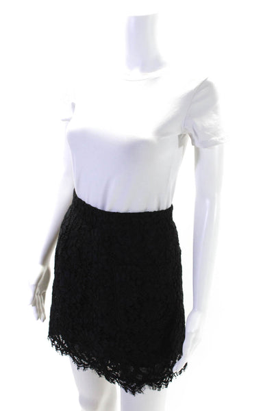 Veronica Beard Womens Back Zip Pocket Front Lace A Line Skirt Black Size 0