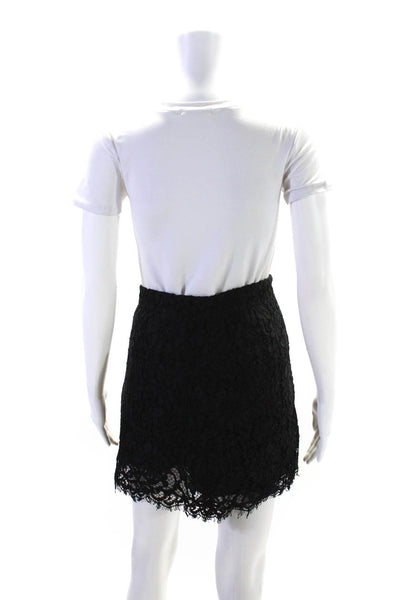 Veronica Beard Womens Back Zip Pocket Front Lace A Line Skirt Black Size 0