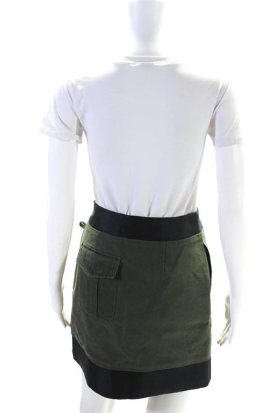 Harvey Faircloth Womens Side Zip Knee Length A Line Skirt Green Black Size 0