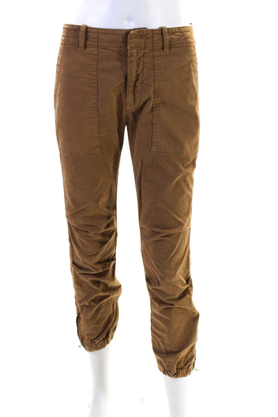 Nili Lotan Womens Zipper Fly High Rise Straight Cropped Pants Brown Size 2