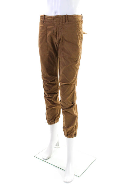 Nili Lotan Womens Zipper Fly High Rise Straight Cropped Pants Brown Size 2