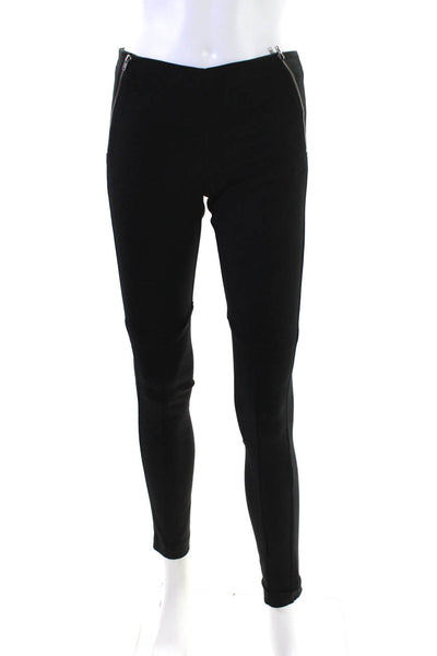 Theory Womens Double Zip Mid Rise Skinny Ankle Leggings Black Size 0