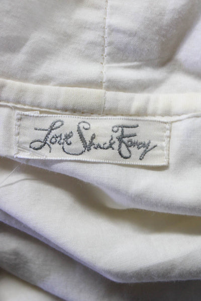 Love Shack Fancy Womens Short Sleeve Tie Front Embroidered Top White Size 1