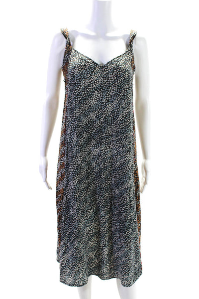 Rag & Bone Womens Sleeveless V Neck Floral Silk Shift Dress Blue White Size XS